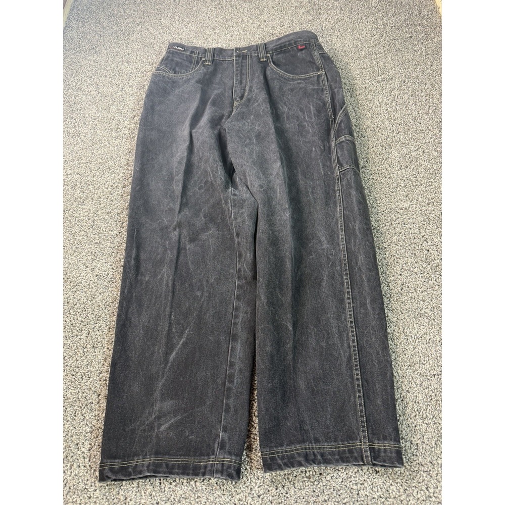 Vintage Y2K Fubu Wide Leg Jeans Men's Size 38X34 Black Baggy